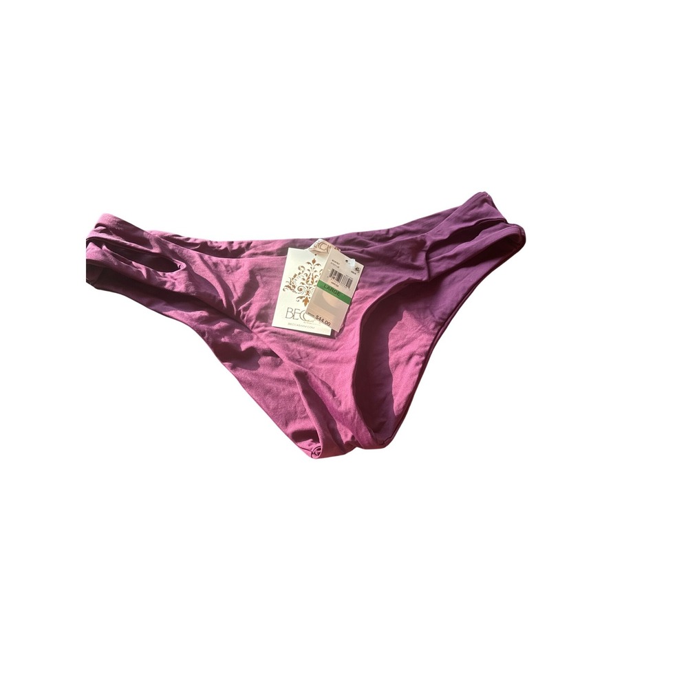 Becca by Rebecca Virtue Womens Hipster Bikini Bottom Magenta Purple Cutout Large